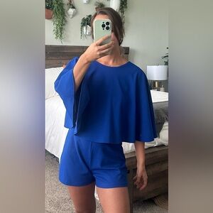 Karlie royal blue cape romper